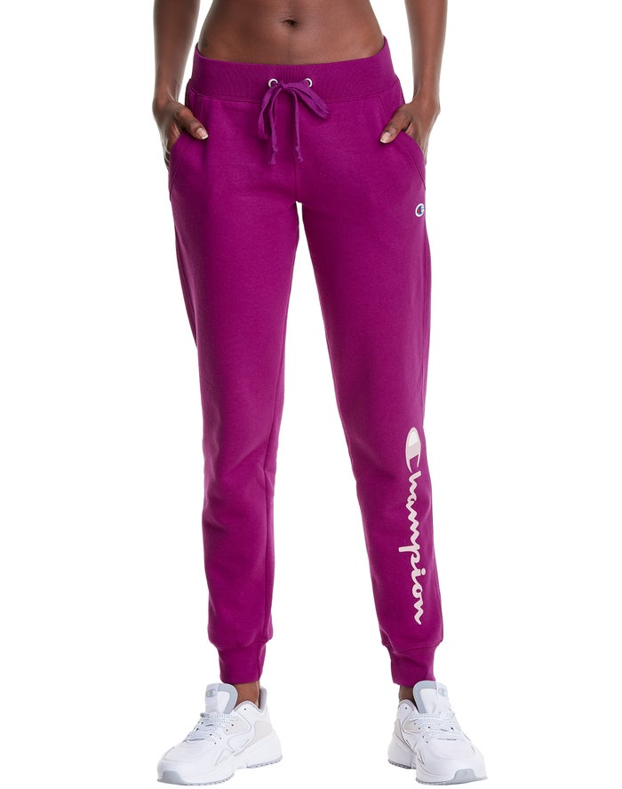 Champion Joggingbroek Dames - Paars - Powerblend Fleece Script Logo ( 842301-TCW )